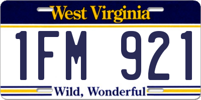 WV license plate 1FM921