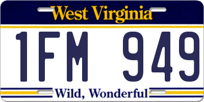 WV license plate 1FM949