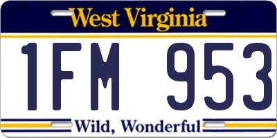 WV license plate 1FM953