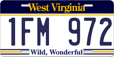 WV license plate 1FM972