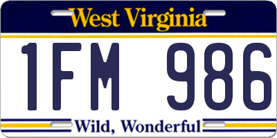 WV license plate 1FM986