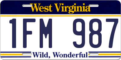 WV license plate 1FM987