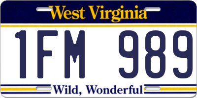 WV license plate 1FM989
