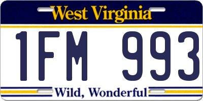 WV license plate 1FM993