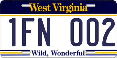 WV license plate 1FN002