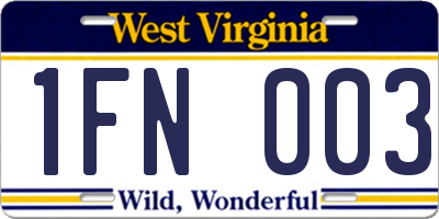 WV license plate 1FN003