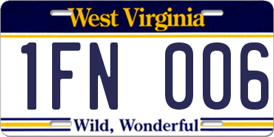 WV license plate 1FN006