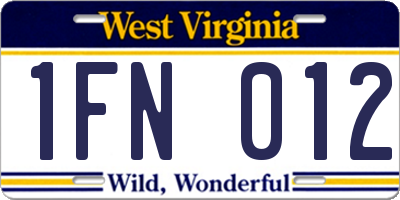 WV license plate 1FN012