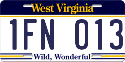WV license plate 1FN013