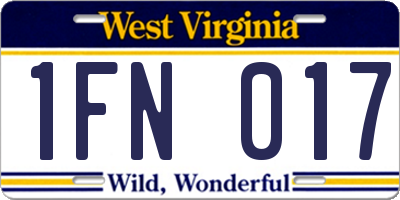WV license plate 1FN017