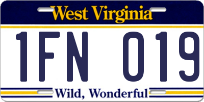 WV license plate 1FN019