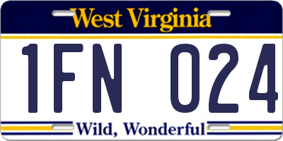 WV license plate 1FN024