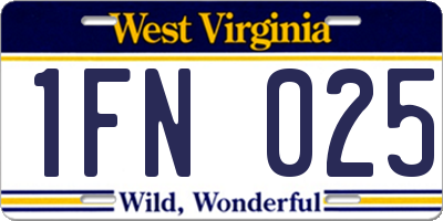 WV license plate 1FN025