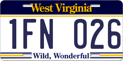 WV license plate 1FN026