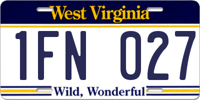 WV license plate 1FN027