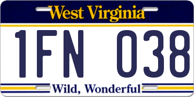 WV license plate 1FN038