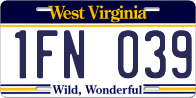 WV license plate 1FN039