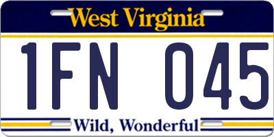WV license plate 1FN045
