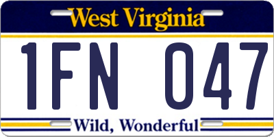 WV license plate 1FN047