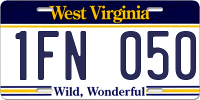 WV license plate 1FN050