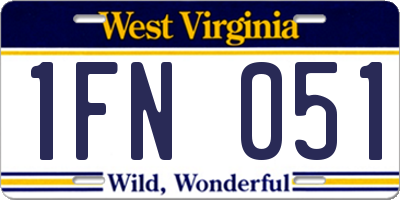 WV license plate 1FN051