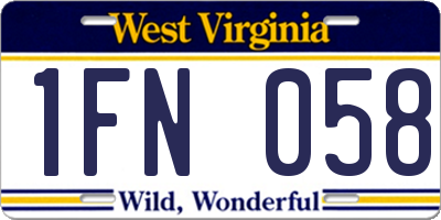 WV license plate 1FN058