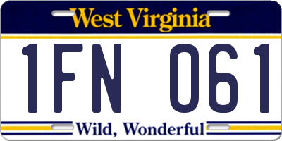 WV license plate 1FN061
