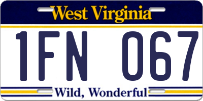 WV license plate 1FN067