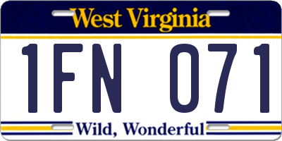 WV license plate 1FN071