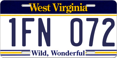 WV license plate 1FN072
