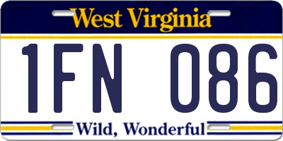 WV license plate 1FN086