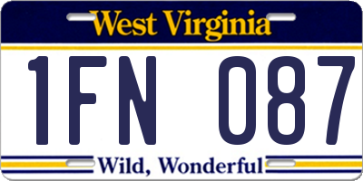 WV license plate 1FN087