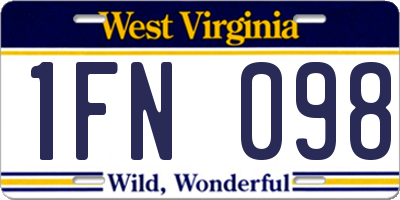 WV license plate 1FN098