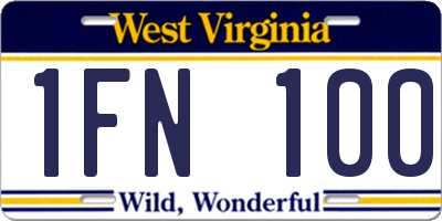 WV license plate 1FN100