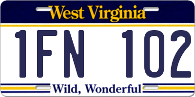 WV license plate 1FN102