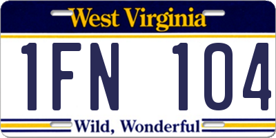 WV license plate 1FN104