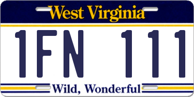 WV license plate 1FN111