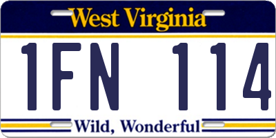 WV license plate 1FN114
