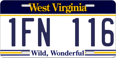 WV license plate 1FN116
