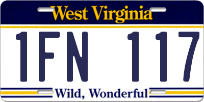 WV license plate 1FN117