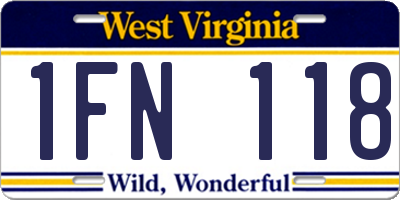 WV license plate 1FN118