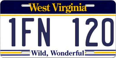 WV license plate 1FN120
