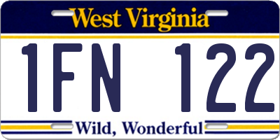 WV license plate 1FN122
