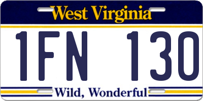 WV license plate 1FN130