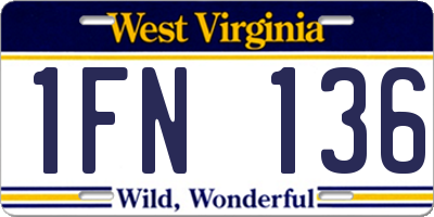 WV license plate 1FN136