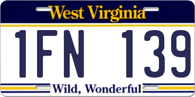 WV license plate 1FN139