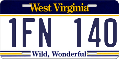 WV license plate 1FN140