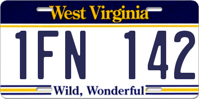 WV license plate 1FN142