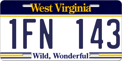 WV license plate 1FN143