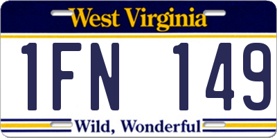 WV license plate 1FN149